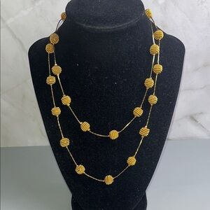 Trifari Gold Textured Round Bead Necklace